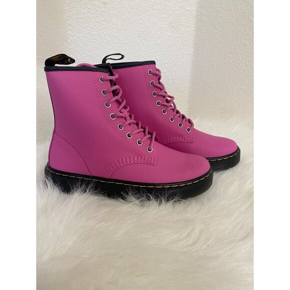 Dr. Martens Shoes - New DR MARTENS Zavala Combat Style Women's Leather Lace-up Boots Pink US7